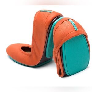 * Tieks Tangerine Pumpkin Orange Napa Leather Ballet Flats SZ 10 *